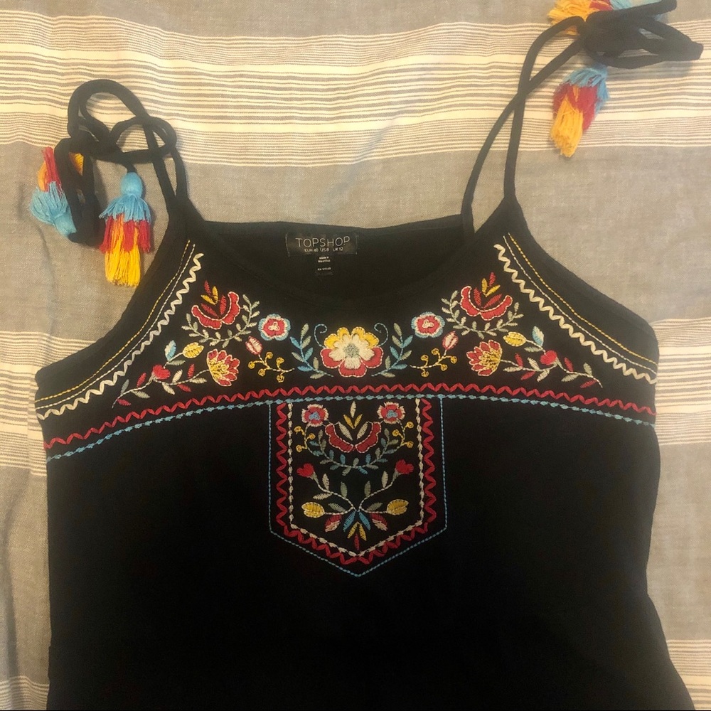 Topshop romper black with embroidery